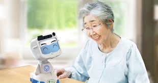 Elderly Woman with Robot Assistant