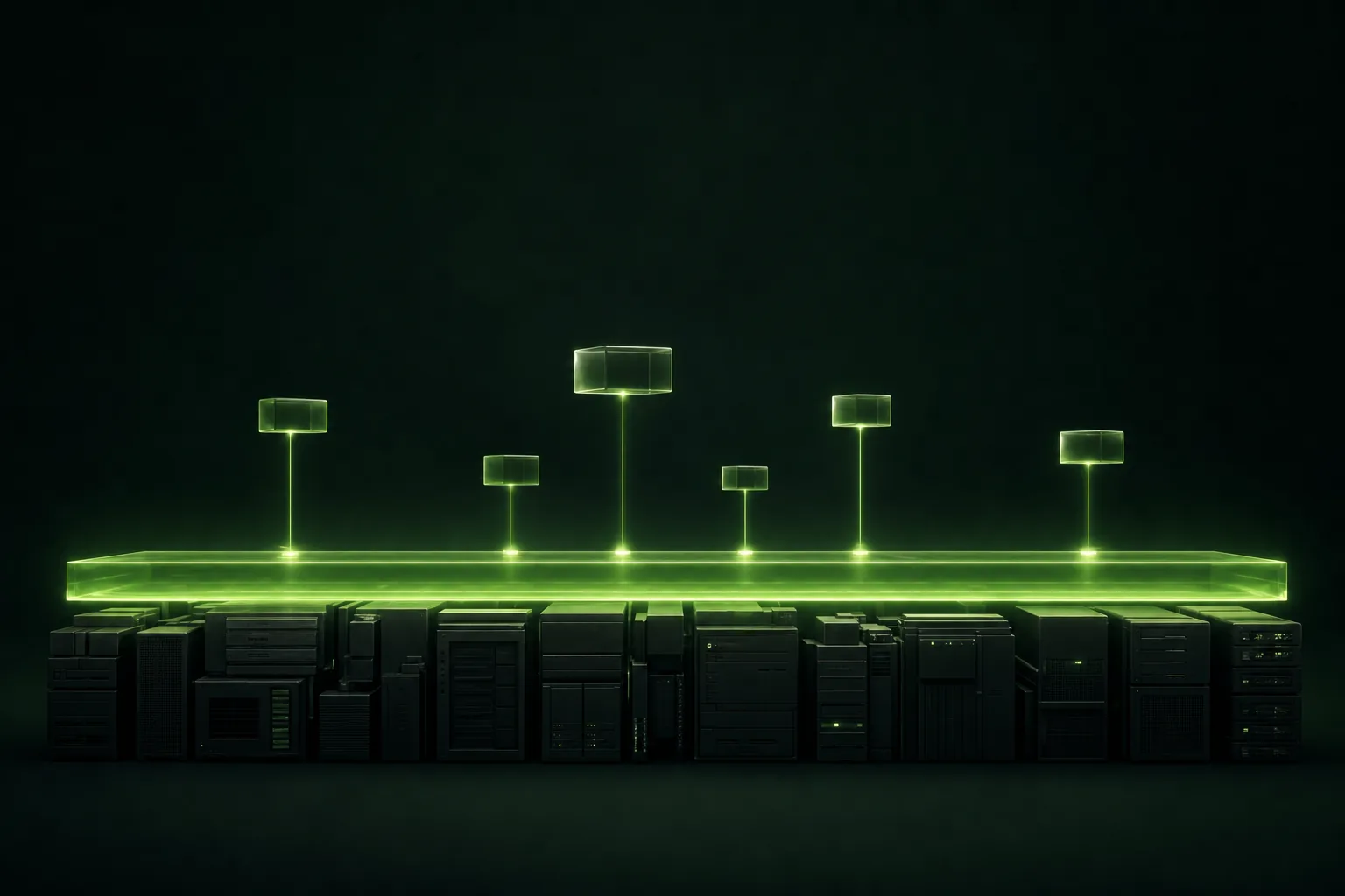 Cutaway: your existing infrastructure below, the glowing Primas SDK layer on top, apps rising from it