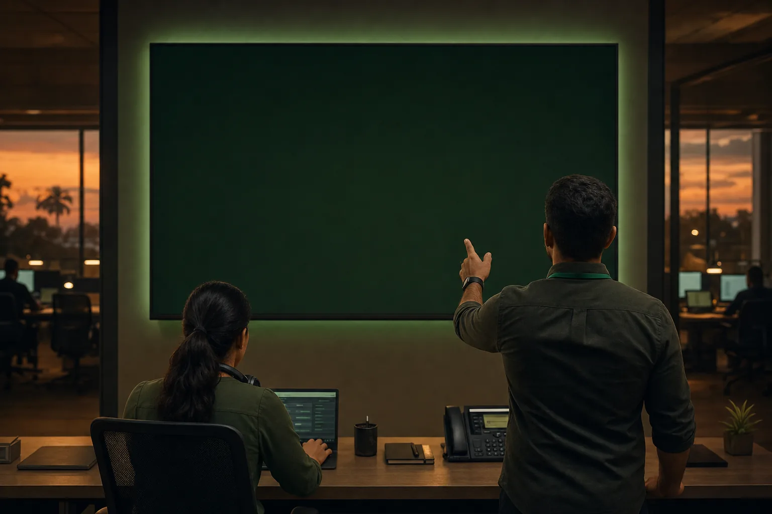 A Primas engineer and an operations leader working together at a large screen